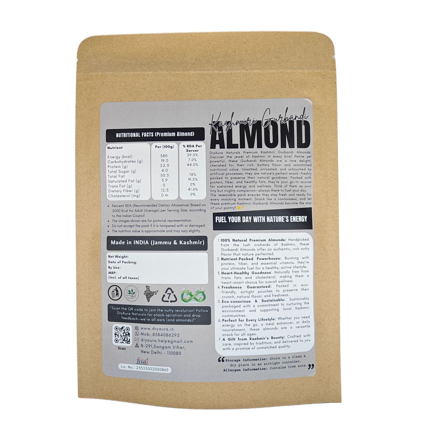 Kashmiri Giri Gurbandi – Premium, Nutrient-Dense Almond Kernels | 100% Natural, Nutrient-Packed Superfood